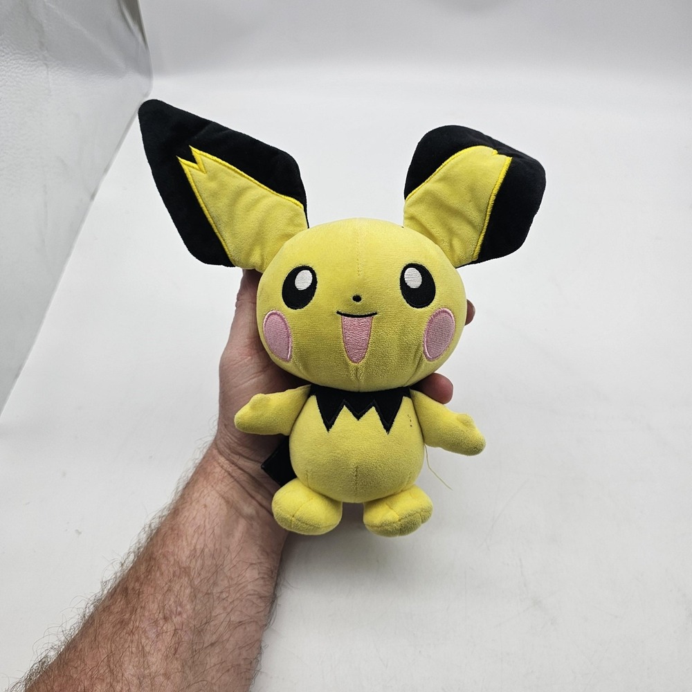 Wicked Cool Toys Pokemon Pichu Plush Stuffed Toy Small Yellow Cute Washable